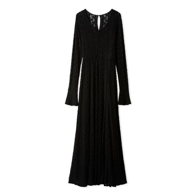 フレアストレッチレースワンピ （BLK）