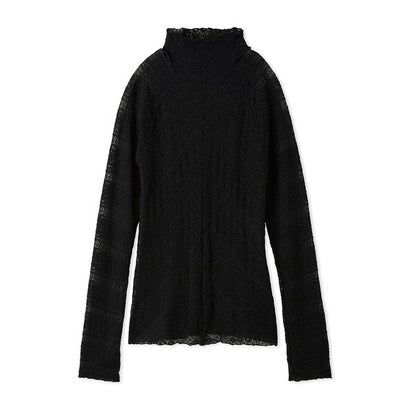 ストレッチレースハイネックトップス （BLK）｜詳細画像