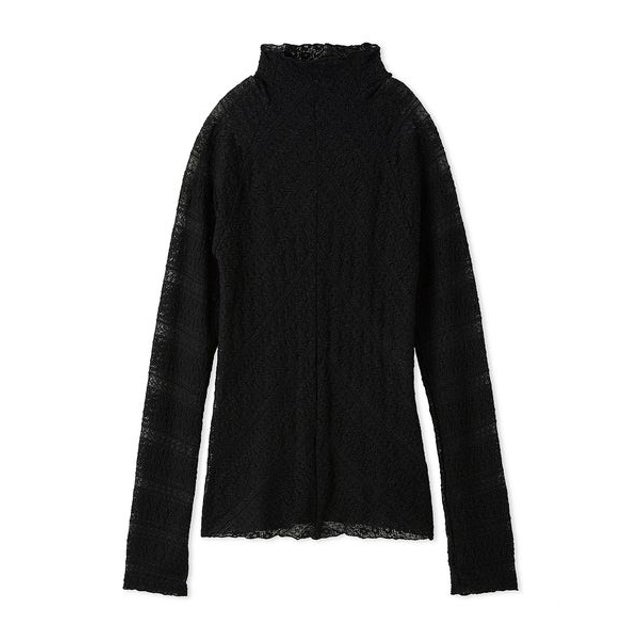 ストレッチレースハイネックトップス （BLK）