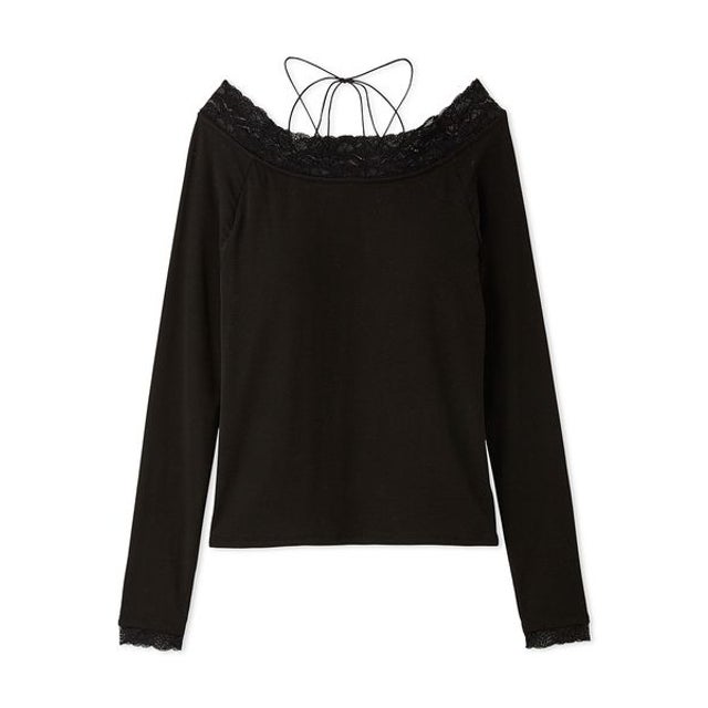 レーストリムオフショルカップイントップス （BLK）