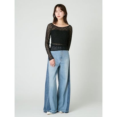 カップインオフショルレースカットソー （BLK）｜詳細画像