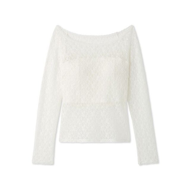 カップインオフショルレースカットソー （WHT）