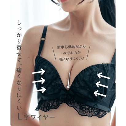 フランデランジェリー fran de lingerie ロマンチックなブラ＆ショーツSETナチュラルボリューム×寄せ胸  「シアーベール ペアブラジャー（ワイヤー有り）」 ブラジャーショーツセット【返品不可商品】 （他）｜詳細画像