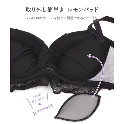 フランデランジェリー fran de lingerie ロマンチックなブラ＆ショーツSETナチュラルボリューム×寄せ胸  「シアーベール ペアブラジャー（ワイヤー有り）」 ブラジャーショーツセット【返品不可商品】 （他）｜詳細画像