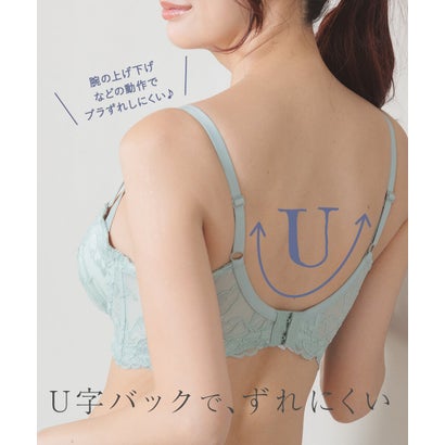 華やか大輪レースでベーシック進化する盛り胸メイクブラの定番「LACY MAKE」 「スタイルアップブラ001 ペアブラジャー（ワイヤー有り）」 ブラジャーショーツセット （グリーン）｜詳細画像