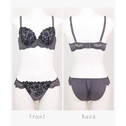フランデランジェリー fran de lingerie マーガレット刺繍のフェミニンランジェリー自分らしいバストに 「ナチュラルデイリーブラ002 ペアブラジャー（ワイヤー有り）」 ブラジャーショーツセット【返品不可商品】 （グリーン）｜詳細画像