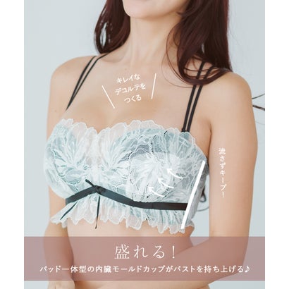 チューブブラ、2WAYストラップ王道レース×サテン 「スフレフィット001 ペアブラジャー（ワイヤー有り）」 ブラジャーショーツセット【返品不可商品】 （ホワイト）｜詳細画像