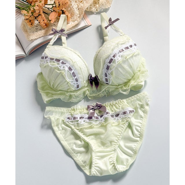 新作続々☆ 「ペアブラジャー ペアブラジャー（ワイヤー有り）」 ブラジャーショーツセット【返品不可商品】 （グリーン）