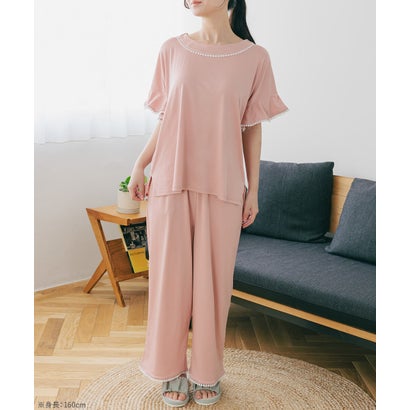≪tororelax とろリラ≫ フレア袖 プルオーバー＆クロップドパンツ セットアップ 「とろリラ かぶり上下セット」 かぶり上下セット （ネイビー）｜詳細画像
