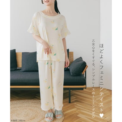 ≪tororelax とろリラ≫ フレア袖 プルオーバー＆クロップドパンツ セットアップ 「とろリラ かぶり上下セット」 かぶり上下セット （ネイビー）｜詳細画像