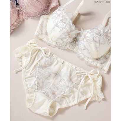 軽やかに揺れるチュールフラワー可愛くて楽ちんな紐ショーツ 「ノーブルティアラブラ002 脇紐」 脇紐ショーツ【返品不可商品】 （ベージュ）｜詳細画像