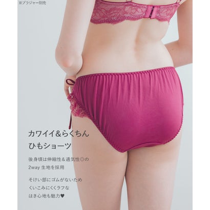 軽やかに揺れるチュールフラワー可愛くて楽ちんな紐ショーツ 「ノーブルティアラブラ002 脇紐」 脇紐ショーツ【返品不可商品】 （ベージュ）｜詳細画像