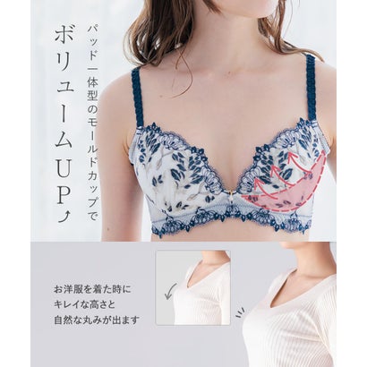 フランデランジェリー fran de lingerie 人気の高胸メイクノンワイヤー リュクスなノンワイヤー 「スタイルアップシリーズ007 ペアブラジャー（ワイヤー無し）」 ノンワイヤーブラショーツセット【返品不可商品】 （レッド）｜詳細画像