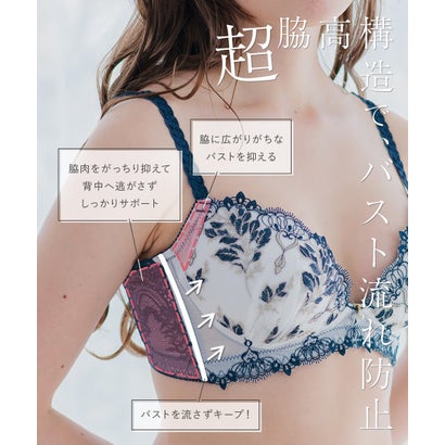 フランデランジェリー fran de lingerie 人気の高胸メイクノンワイヤー リュクスなノンワイヤー 「スタイルアップシリーズ007 ペアブラジャー（ワイヤー無し）」 ノンワイヤーブラショーツセット【返品不可商品】 （レッド）｜詳細画像