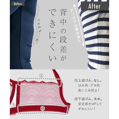 フランデランジェリー fran de lingerie 人気の高胸メイクノンワイヤー リュクスなノンワイヤー 「スタイルアップシリーズ007 ペアブラジャー（ワイヤー無し）」 ノンワイヤーブラショーツセット【返品不可商品】 （レッド）｜詳細画像