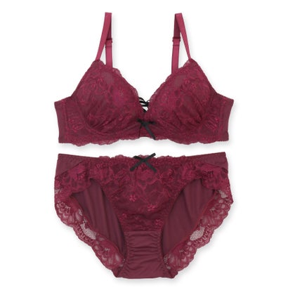 フランデランジェリー fran de lingerie 編み上げ×レースのキュートデザインすっきりラインの谷間メイクブラ 「フランスタンダード007 ペアブラジャー（ワイヤー有り）」 ブラジャーショーツセット【返品不可商品】 （他）｜詳細画像