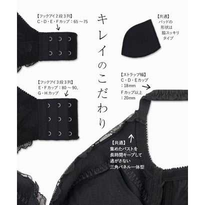 身体の変化に気付いた女性のためのご自愛ランジェリー「GRACE soin（グレースソワン）」ブラジャー （ブラック）｜詳細画像