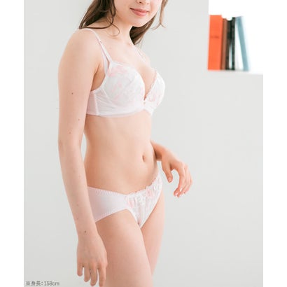 フェミニンデザインすっきりラインの谷間メイクブラ「フランスタンダード009」ブラジャーショーツセット【返品不可商品】 （ピンク）｜詳細画像