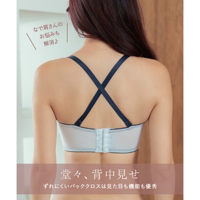 フランデランジェリー fran de lingerie チューブブラ、2WAYストラップ 刺繍で描くリッチなマドラスチェック「スフレフィット002」ブラジャーショーツセット （ピンク）｜詳細画像
