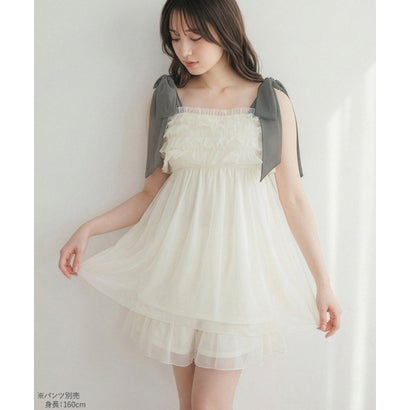 フランデランジェリー fran de lingerie ナイトブラ付きルームウェア＆パジャマナイトブラ付きキャミソール 「ルナイト スイート キャミソール」 キャミソール （ホワイト）｜詳細画像