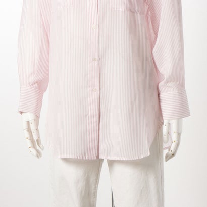 フレームスレイカズン frames RAY CASSIN シアーストライプバンドカラーシャツ（ピンク）｜詳細画像