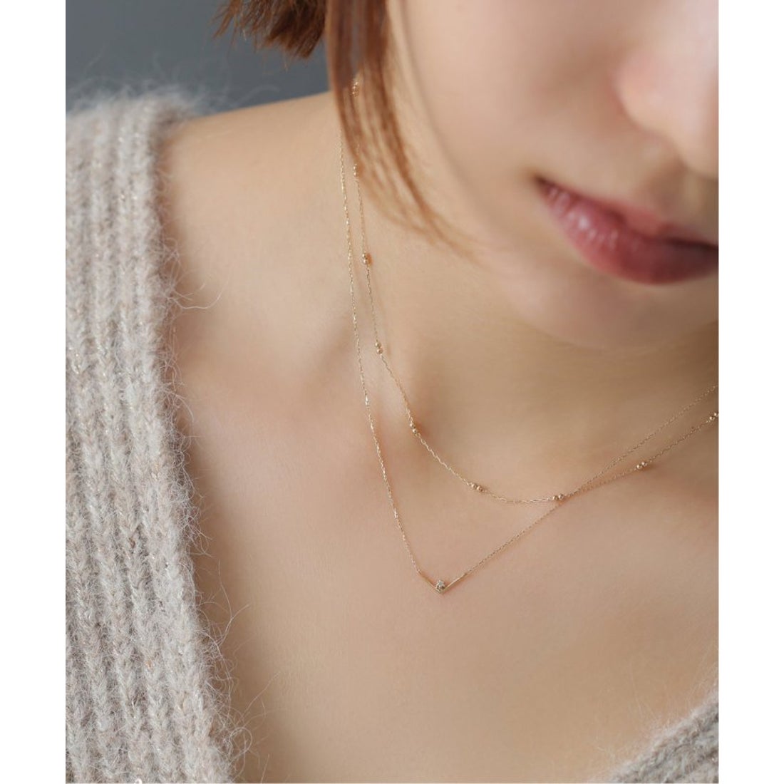 リラ Lilas 《WEB限定》V*ダイヤモチーフネックレス K10 （ゴールド