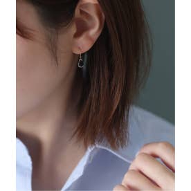 リラ Lilas ペアシェイプオニキスフープピアス K10（両耳） （ゴールド