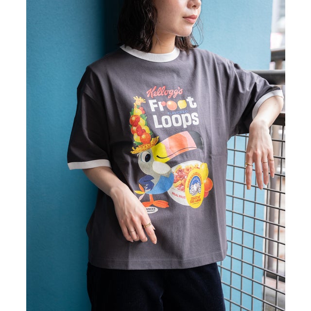 FTL x KELLOGGS RINGER T-SHIRT4 （チャコールグレー）