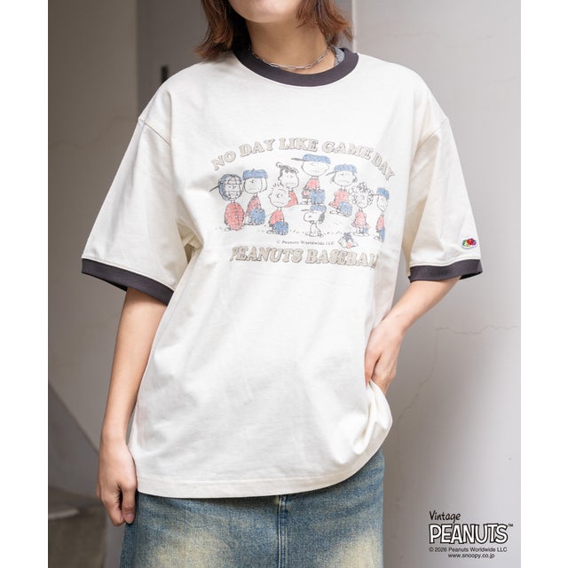 FTL x PEANUTS19/-スラブ天竺6 （アイボリー）