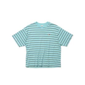 ピーチ起毛天竺ボーダーTシャツ2 （サックスブルー）
