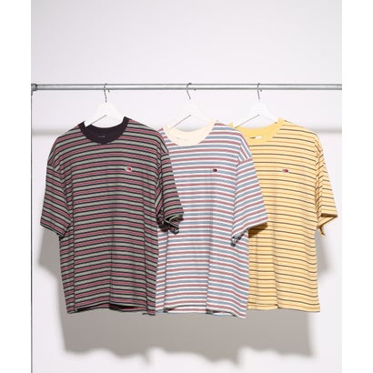 ピーチ起毛天竺ボーダーTシャツ1 （イエロー）｜詳細画像