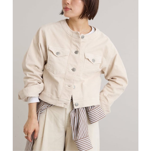 SOMETHING / サムシング indigo cords NO COLLAR JACKET （ナチュラル）
