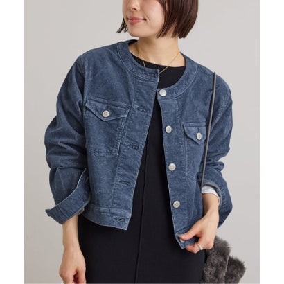 ユーバイスピックアンドスパン U by Spick&Span SOMETHING / サムシング indigo cords NO COLLAR JACKET （ブラック A）｜詳細画像