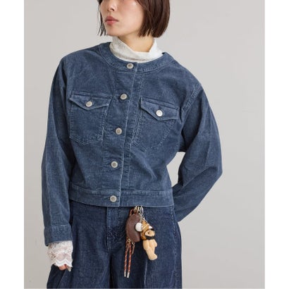 ユーバイスピックアンドスパン U by Spick&Span SOMETHING / サムシング indigo cords NO COLLAR JACKET （ブラック A）｜詳細画像