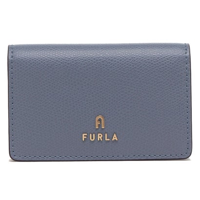 極美品　フルラ　FURLA　名刺入れ　カードケース　カメリア　アーチロゴ フルラ FURLA 名刺入れ カードケース カメリア ブルー レディース