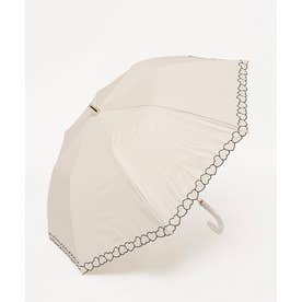 FURLA 晴雨兼用日傘 折りたたみ傘 楽折 ハート裾刺繍 1級遮光/遮熱/UV