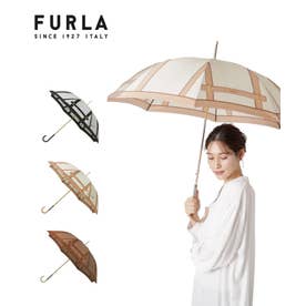 【FURLA】ロゴ入り長傘(ベージュ) FURLA 長傘 TORTONA UV 耐風 雨傘 レディース 日本製 （ベージュ