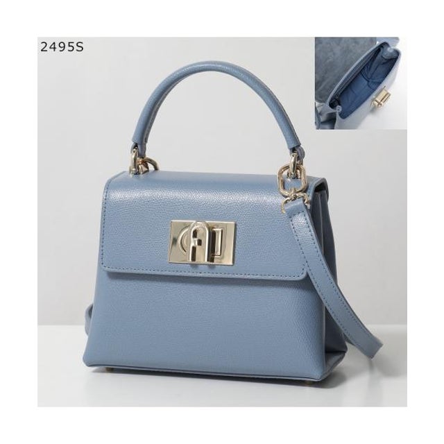 Furla ハンドバッグ 1927 MINI レザー ショルダーバッグ （55000/NUVOLA/ライトブルー）