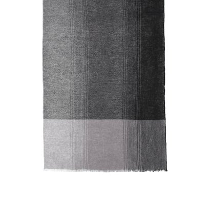 【洗える】カシミヤ100％縮絨薄手ストール 70×190cm オンブレー カラーブロック （ブラック）｜詳細画像