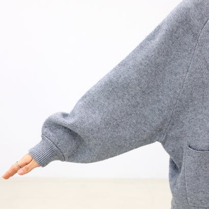 7G配色使い2WAYネックカーディガン （杢グレー）｜詳細画像
