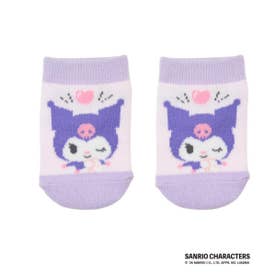 【サンリオキャラクターズ】 靴下 シナモロール クロミ ばっとバツ丸 スニーカー丈 滑り止め付き(1622-6P0) （パープル800）