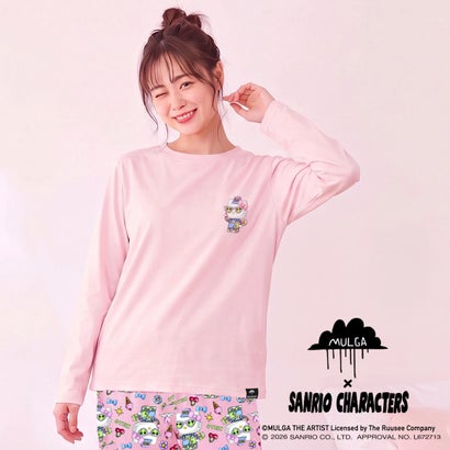 フクスケ fukuske 【MULGA THE ARTIST×サンリオキャラクターズ】 ルームウェア Tシャツ ワンポイント 長袖 (MSS1900) （Kuromi090）｜詳細画像