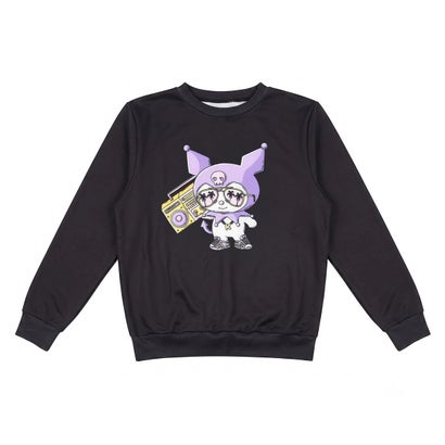 フクスケ fukuske 【MULGA THE ARTIST×サンリオキャラクターズ】 ルームウェア プルオーバー ワンポイント 長袖 (MSS7900) （Kuromi090）｜詳細画像