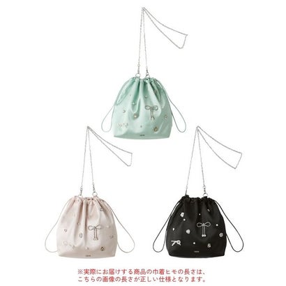 ビジュー巾着バッグ （BLK）｜詳細画像