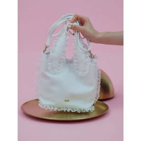 【限定カラー】レースフリルバケットバッグ （WHT）