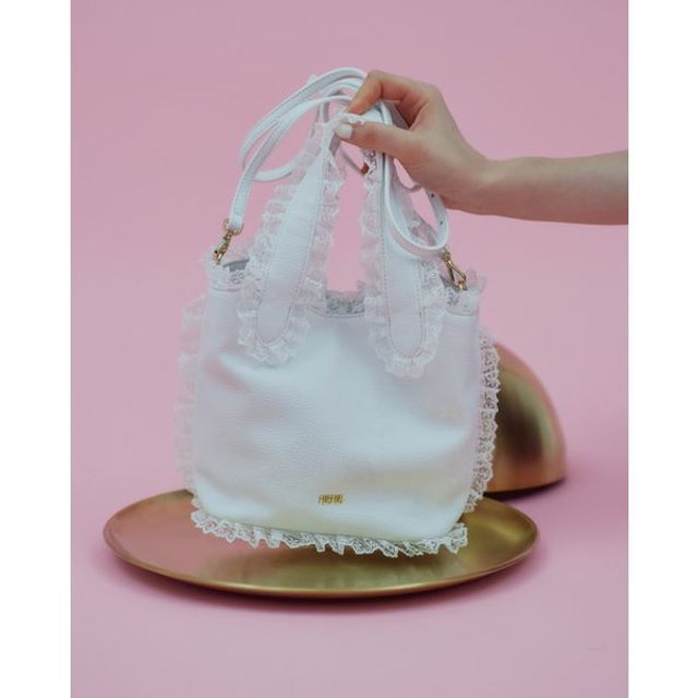 【限定カラー】レースフリルバケットバッグ （WHT）