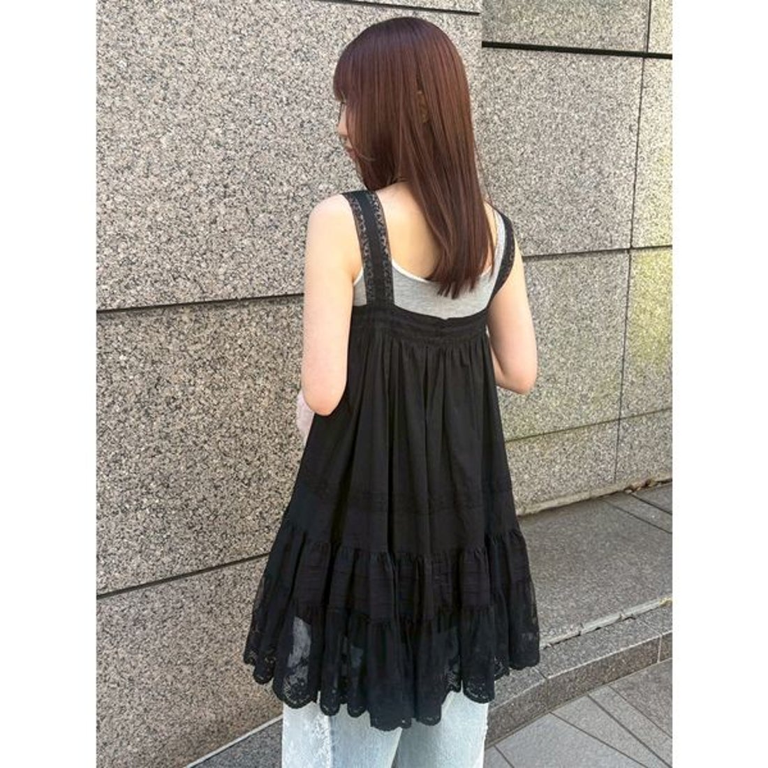 ファーファー FURFUR レースデザインチュニックワンピース （BLK
