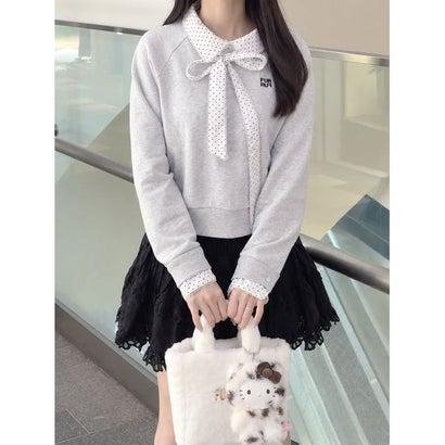 【WEB・一部店舗限定カラー】シャツドッキングボウタイスウェット （WHT）｜詳細画像