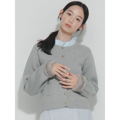 2WAYエコファーカフスカーディガン （GRY）｜詳細画像