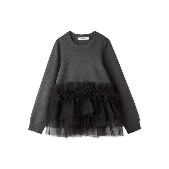 チュールドッキングペプラムニット （GRY）
